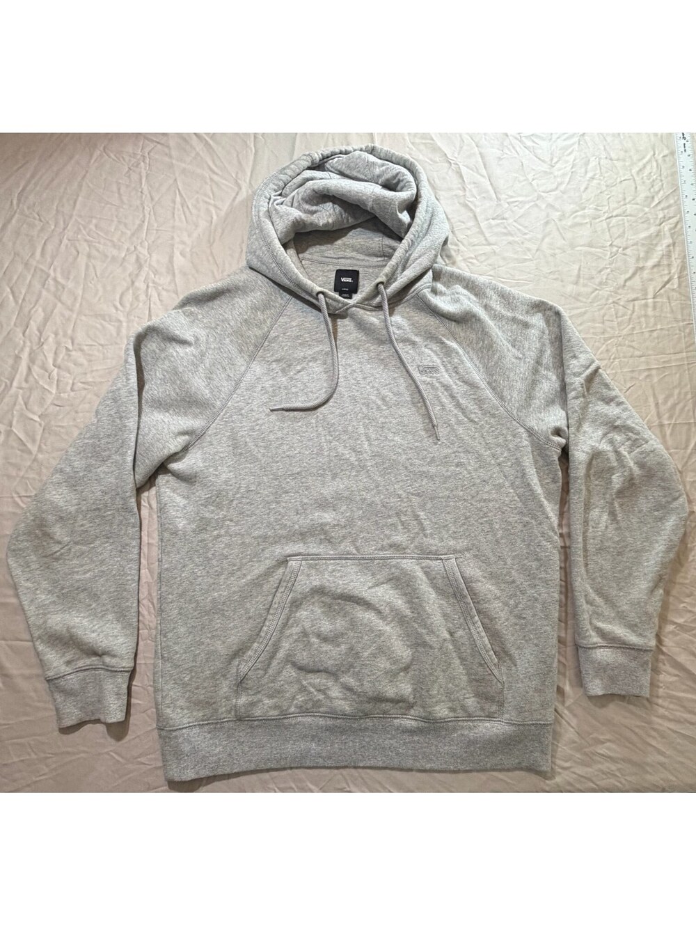 Vans Hoodie Mens Large Gray Embroidered Logo Pullover Raglan Sweatshirt